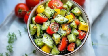 Salade de concombre, tomates cerises et avocat en 10 minutes