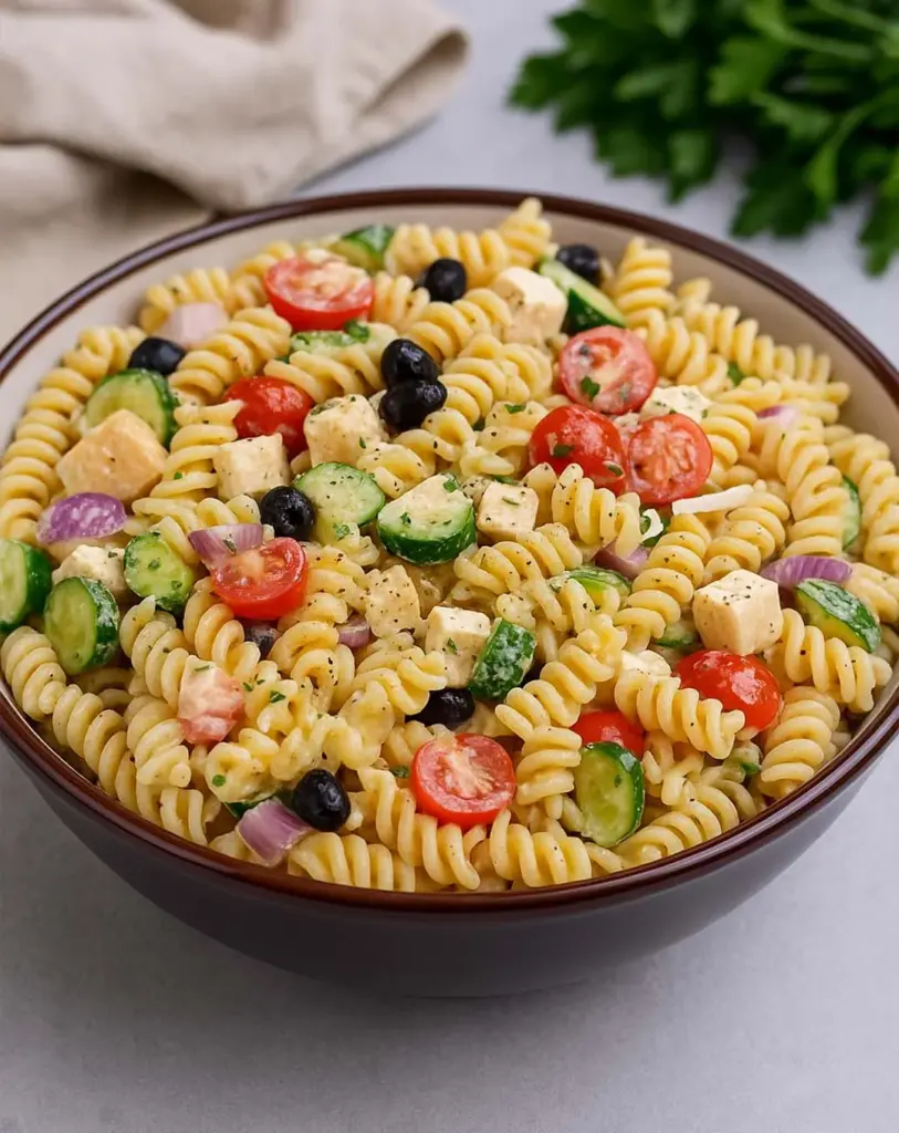 Salade de pâtes méditerranéenne fraîche et facile à préparer