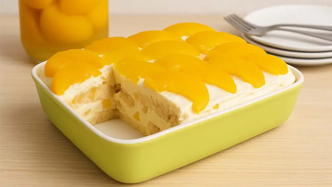 Tiramisu aux pêches au sirop : recette facile et gourmande sans cuisson