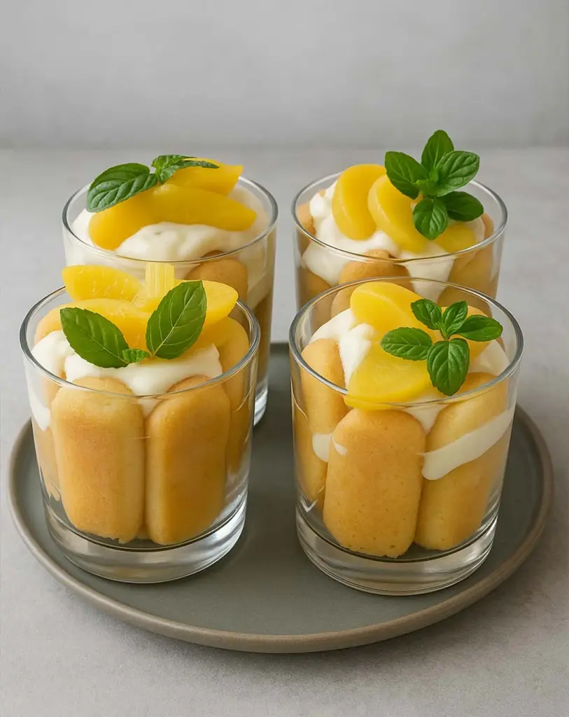 Charlotte aux pêches en verrines : dessert fruité et léger sans cuisson
