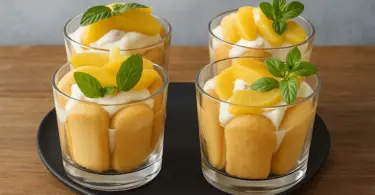 Charlotte aux pêches en verrines : dessert fruité et léger sans cuisson