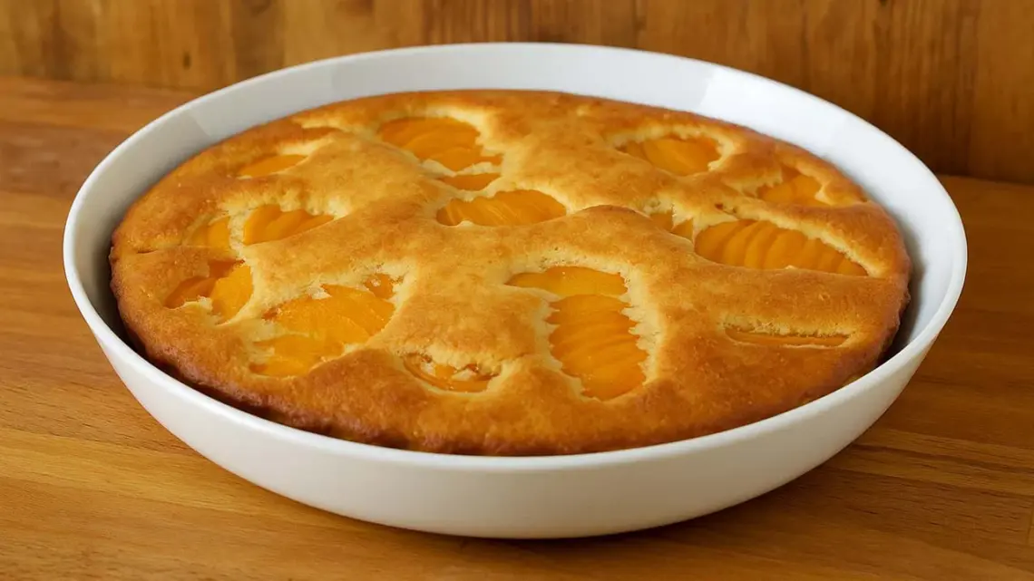 Gâteau amandine aux pêches moelleux une recette facile et fondante à souhait