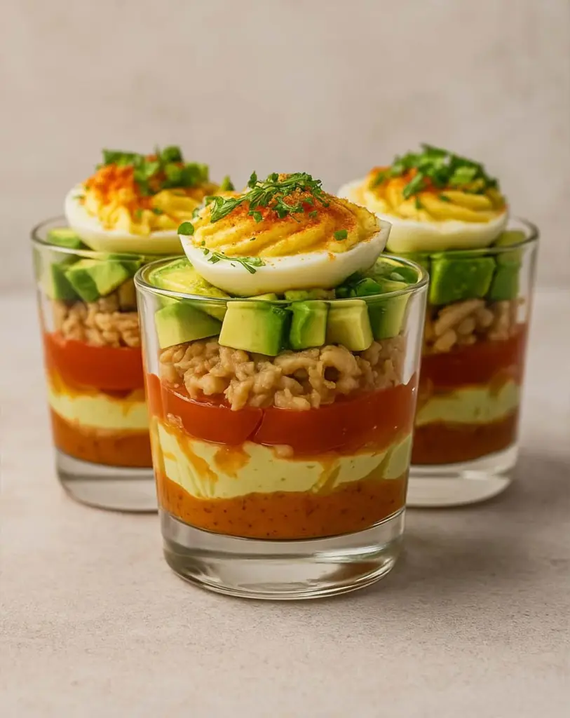 Verrines Avocat Tomate Thon et Œuf Farci : Entrée Fraîche et Facile