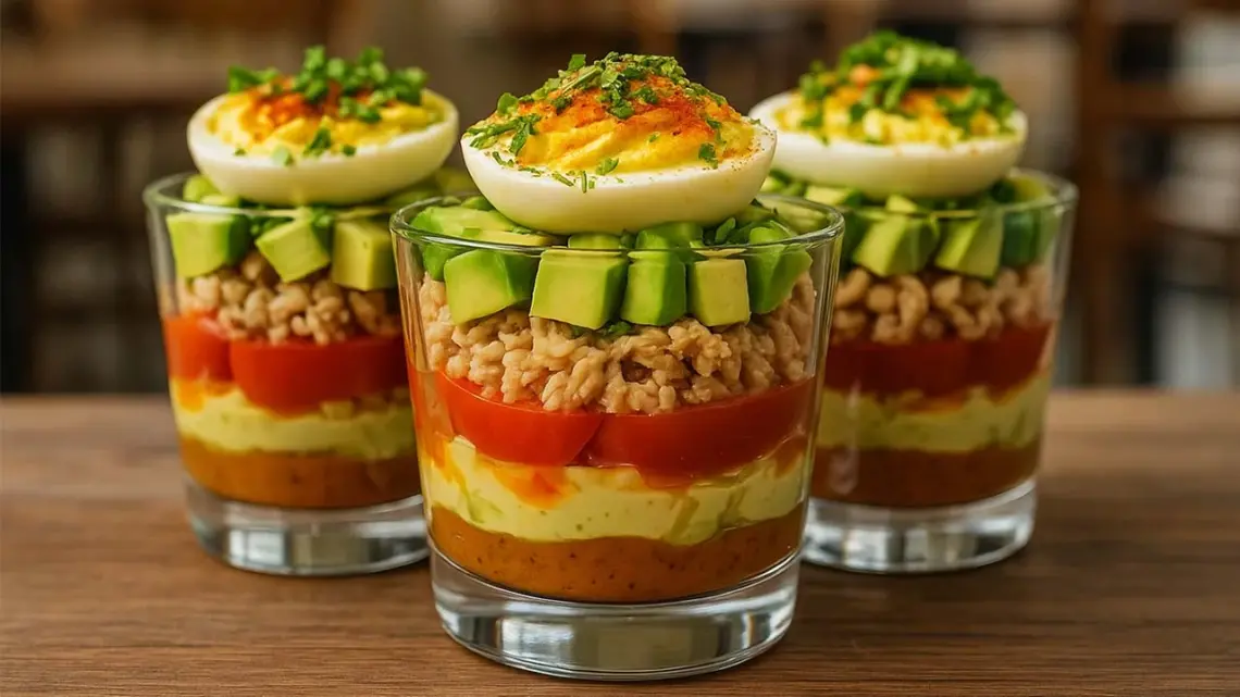 Verrines Avocat Tomate Thon et Œuf Farci : Entrée Fraîche et Facile