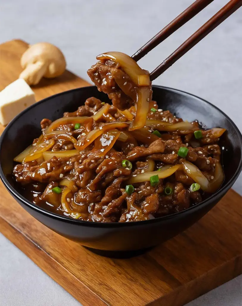 Bœuf sauté aux oignons caramélisés à la sauce soja : un plat rapide à la poêle