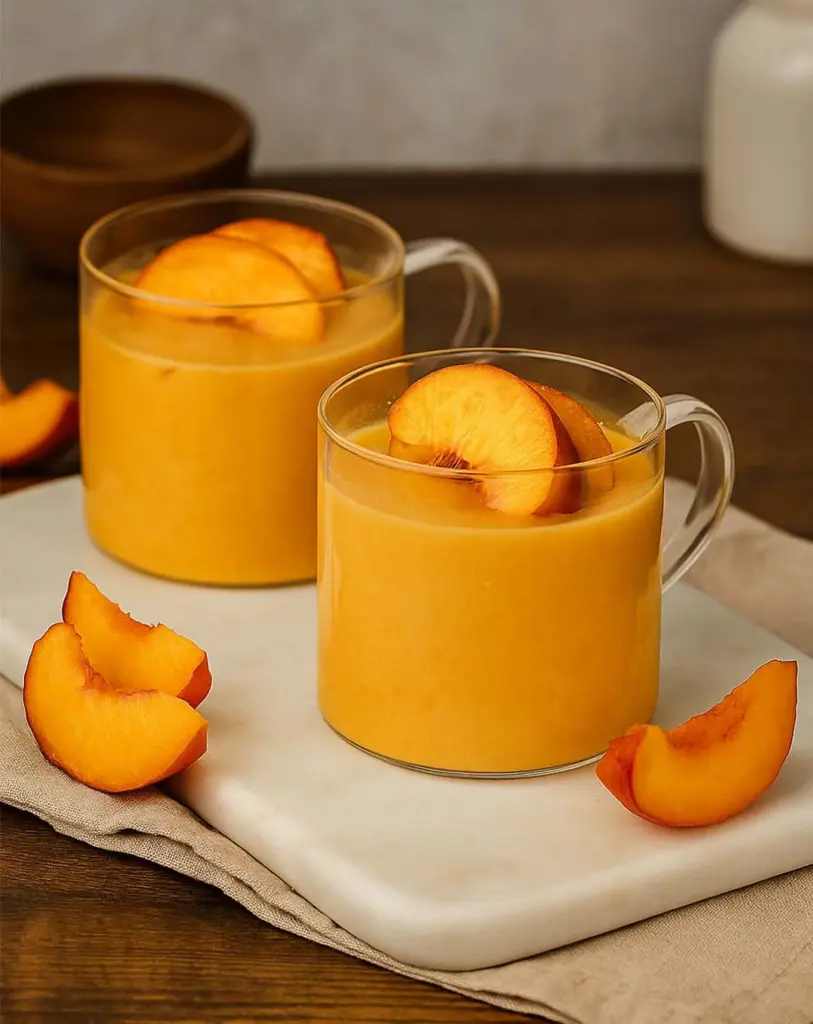 Crème aux pêches et lait : recette sans œufs facile et rapide