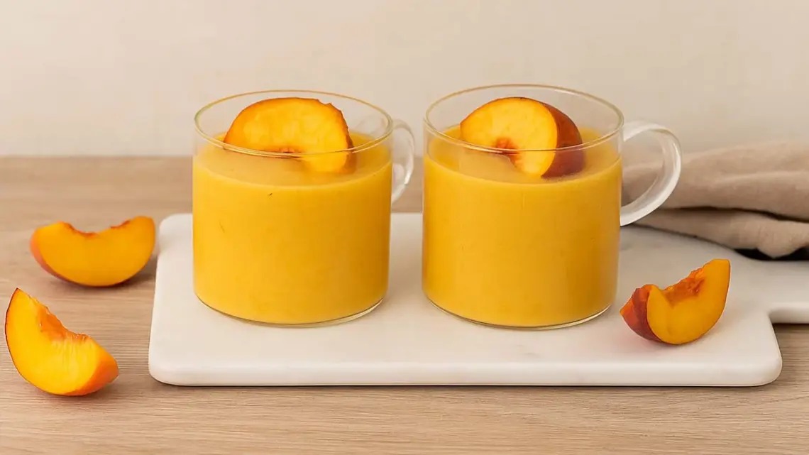 Crème aux pêches et lait : recette sans œufs facile et rapide