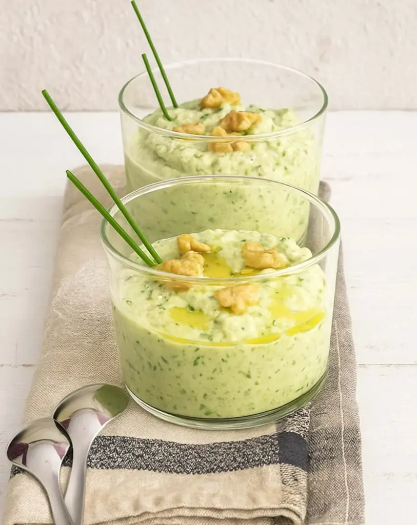 Crème de courgettes au mascarpone et noix : une verrine fraîche et onctueuse