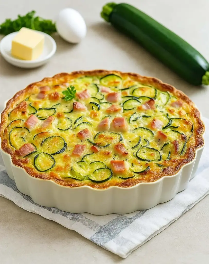 Flan de courgettes au jambon de poulet : une recette légère