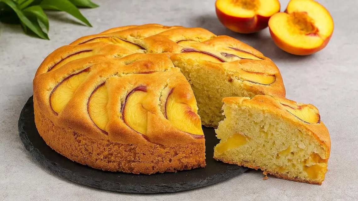 Gâteau moelleux aux pêches fraîches : une recette facile et rapide pour l’été
