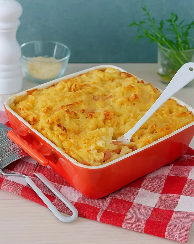 Gratin de macaronis au jambon et béchamel : une recette crémeuse et familiale