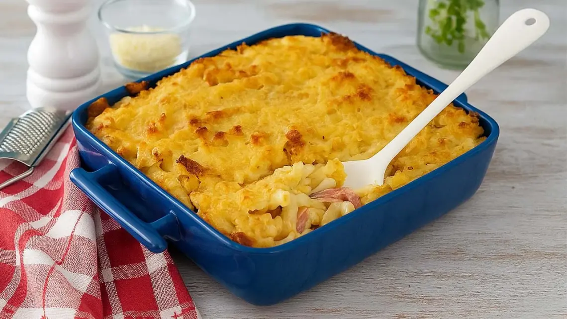 Gratin de macaronis au jambon et béchamel : une recette crémeuse et familiale