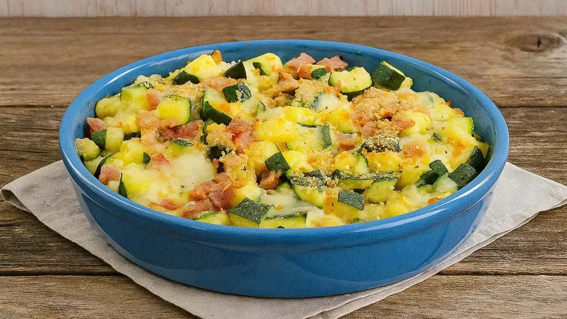 Pasticcio de courgettes au jambon et à la scamorza