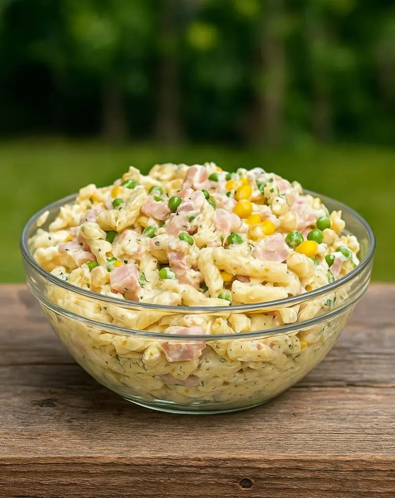 Salade de pâtes onctueuse au jambon et petits pois : une recette fraîche et rapide