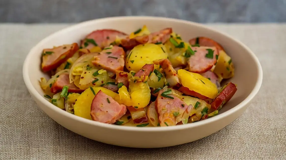 Salade de pommes de terre à la saucisse fumée : une recette rustique