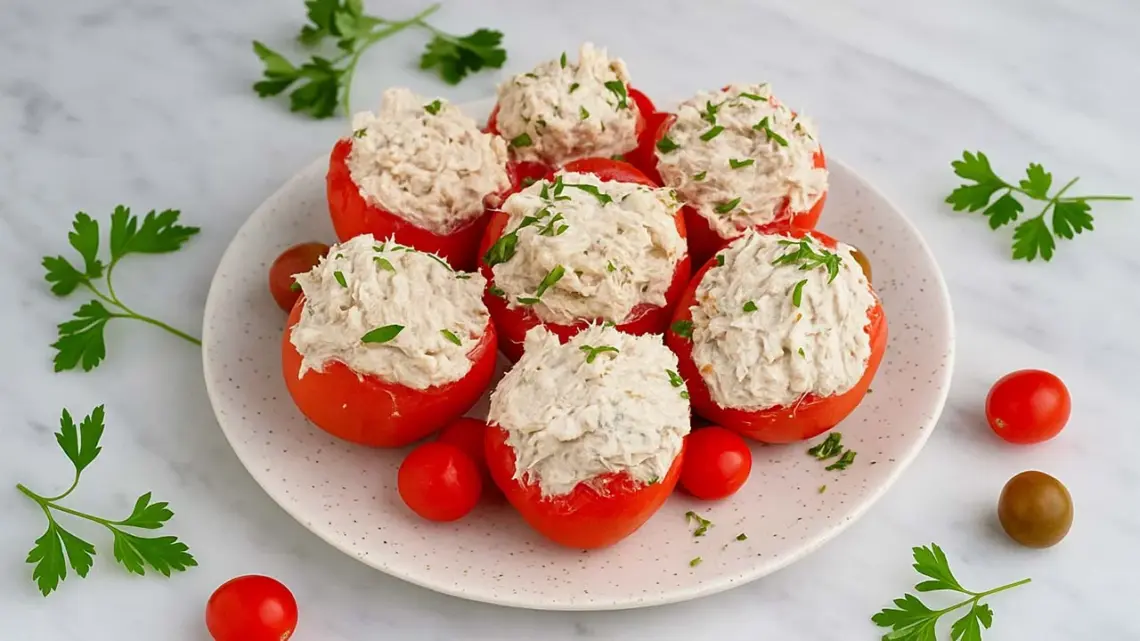 Tomates farcies au thon et fromage frais : une entrée froide simple et rapide