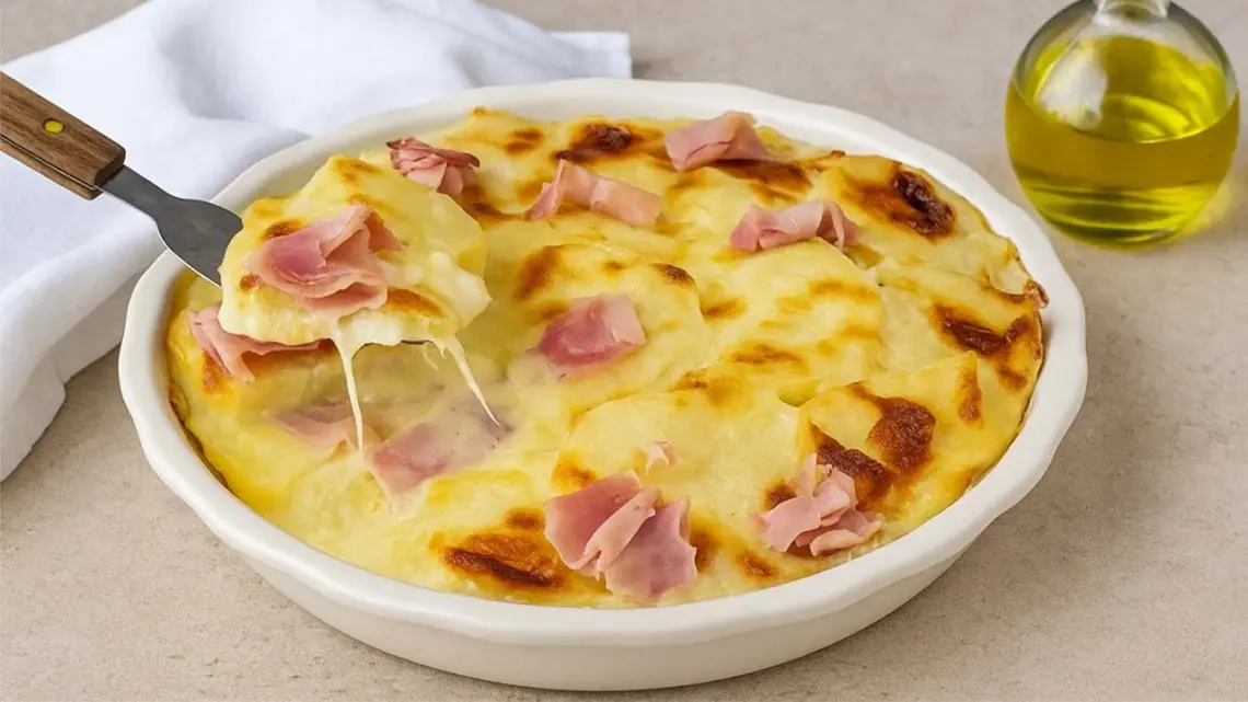 Gratin de pommes de terre au jambon et mozzarella facile et gourmand