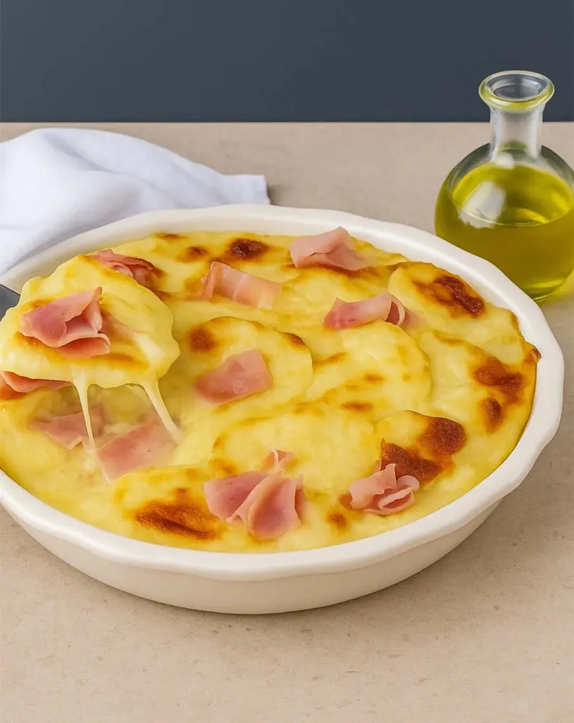 Gratin de pommes de terre au jambon et mozzarella facile et gourmand