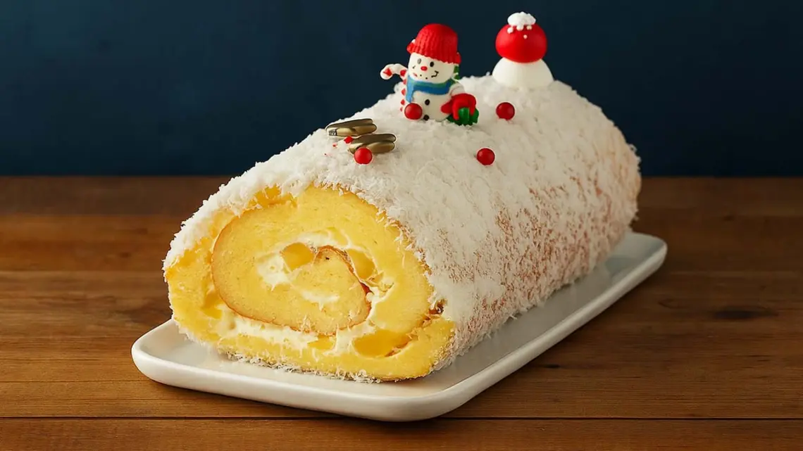 Bûche de Noël ananas coco mascarpone : dessert frais et facile pour les fêtes