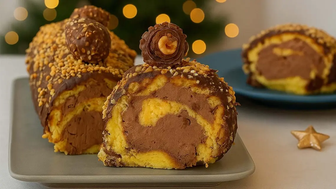 Bûche de Noël au Nutella et chocolat noir : recette gourmande aux noisettes