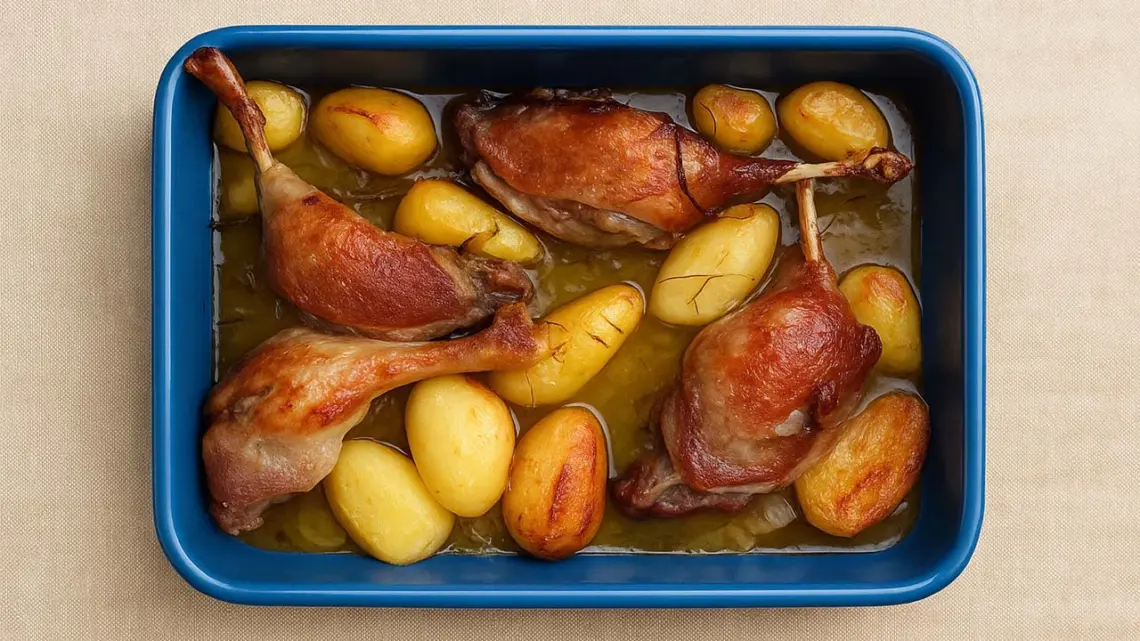 Cuisses de canard aux pommes de terre fondantes : recette traditionnelle au four