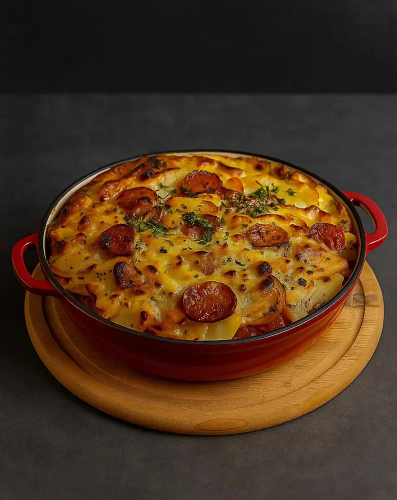 Gratin de Pommes de Terre, Chorizo, Tomate et Béchamel