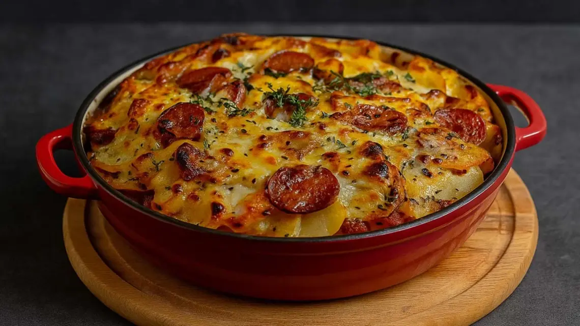 Gratin de Pommes de Terre, Chorizo, Tomate et Béchamel
