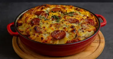 Gratin de Pommes de Terre, Chorizo, Tomate et Béchamel