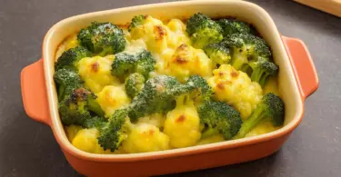 Gratin de chou-fleur et brocoli à la sauce béchamel au curcuma