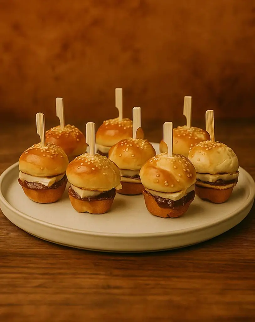 Mini-burgers maison au foie gras et chutney de figues : Recette Chic et Facile pour Noël