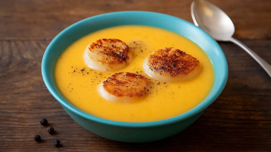 Noix de Saint-Jacques poêlées sur velouté de potiron : une entrée raffinée et gourmande