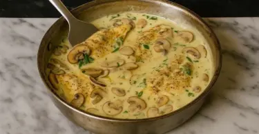 Poulet aux champignons avec une sauce crémeuse à l’ail et au parmesan
