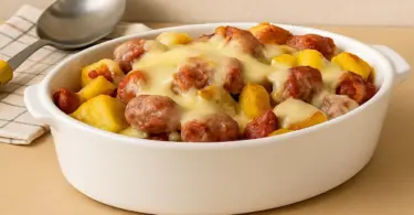 Saucisse et pommes de terre au fromage : un dîner gourmand et rapide