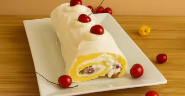 Bûche de Noël à la crème et aux cerises : un dessert frais et fruité pour les fêtes
