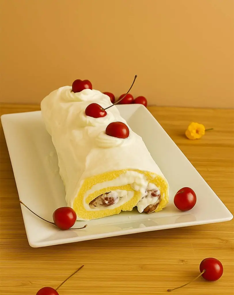 Bûche de Noël à la crème et aux cerises : un dessert frais et fruité pour les fêtes