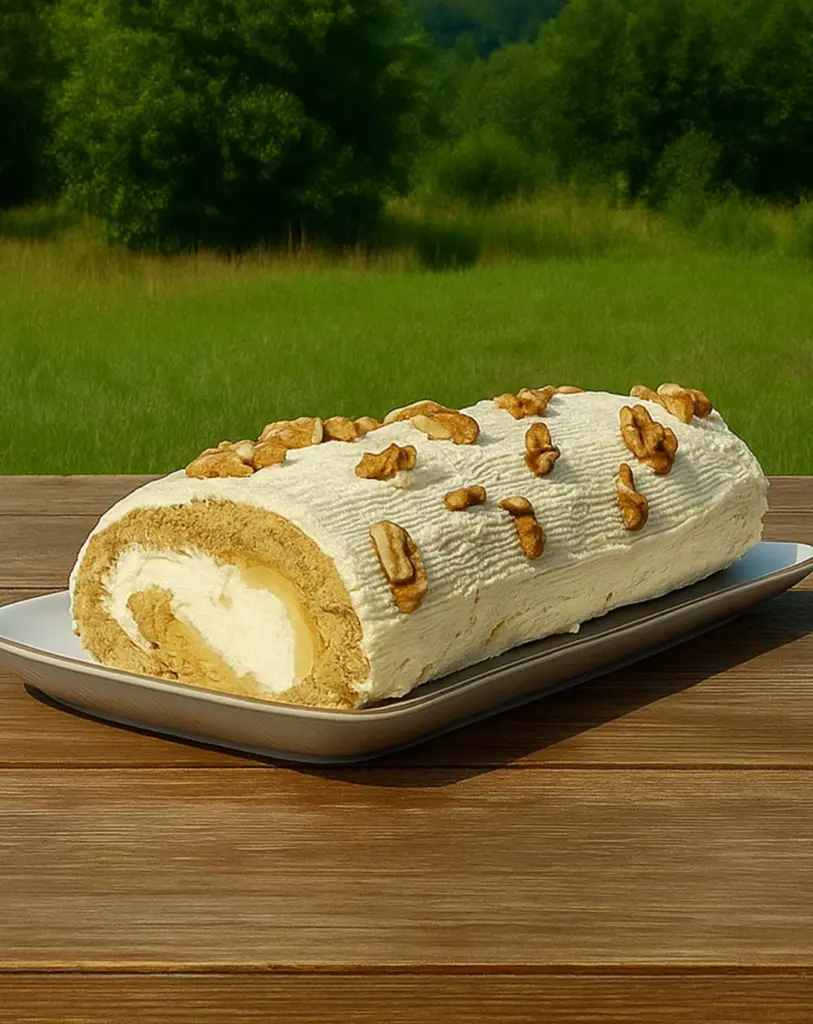 Bûche roulée aux noix et aux poires : dessert de Noël fondant et gourmand