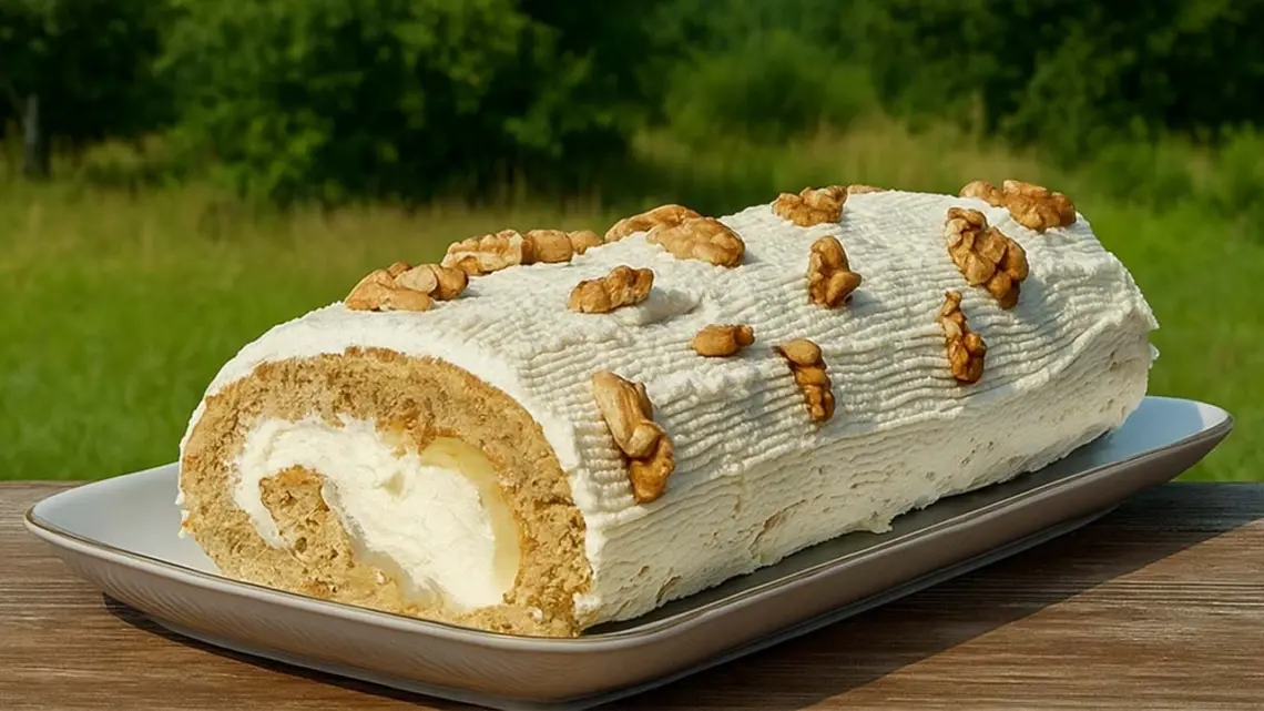 Bûche roulée aux noix et aux poires : dessert de Noël fondant et gourmand