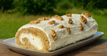 Bûche roulée aux noix et aux poires : dessert de Noël fondant et gourmand