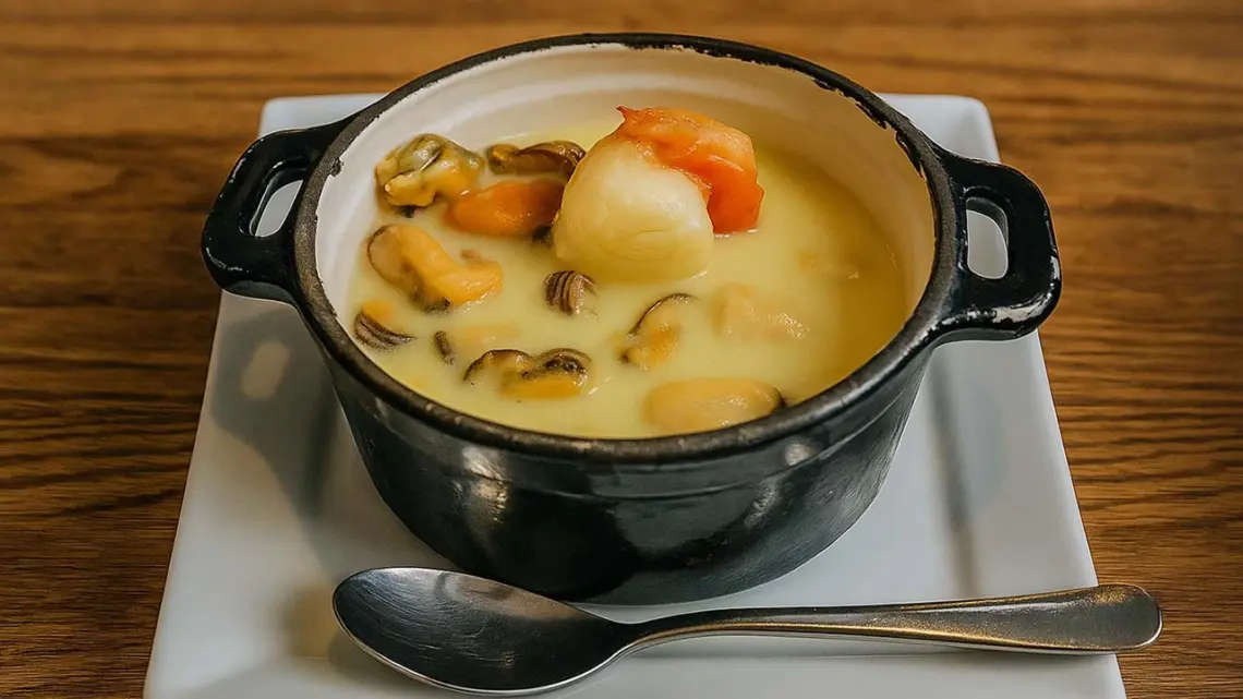 Cassolette de moules et St Jacques aux blancs de poireaux : Recette Crémeuse et Facile