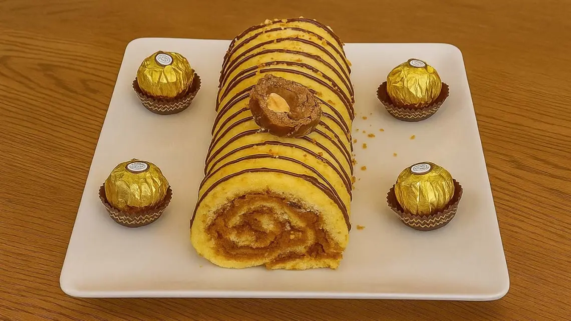 Gâteau roulé façon Ferrero Rocher : la bûche de Noël ultra gourmande et facile