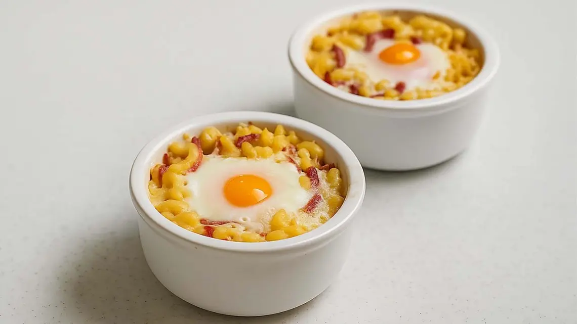 L’œuf cocotte sur nid de coquillettes : un plat complet prêt en 20 minutes