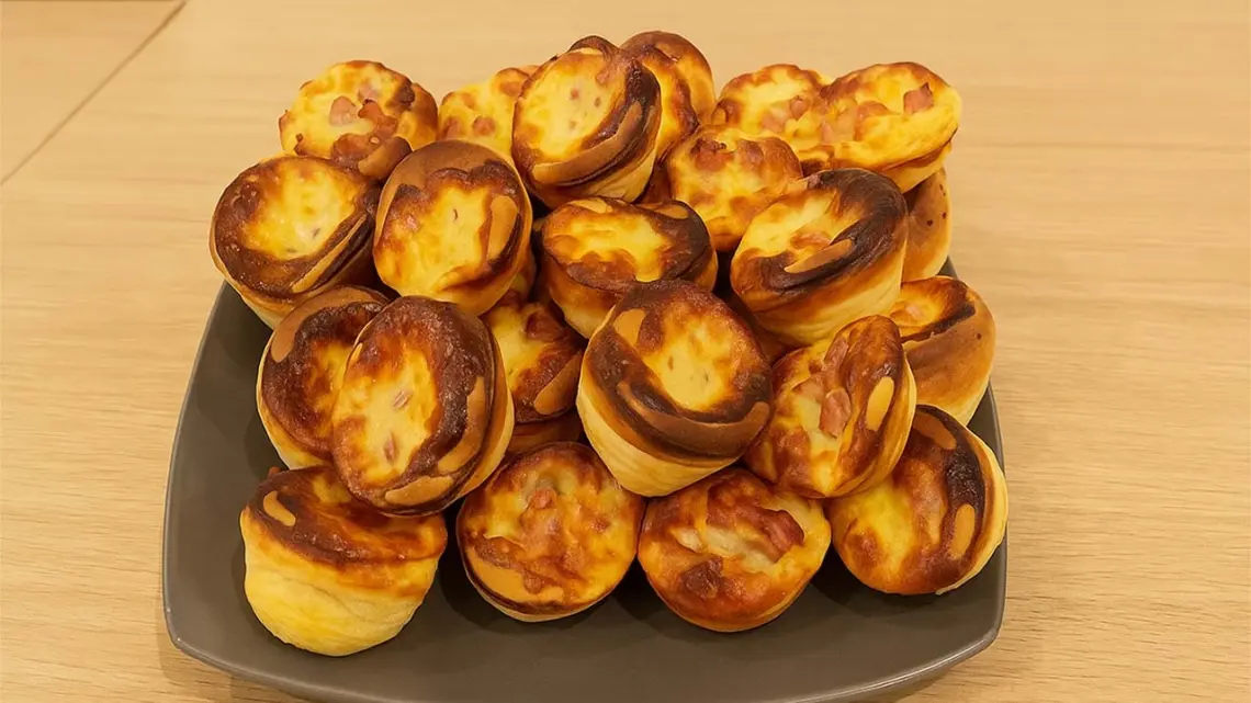 Pastéis de Nata salés jambon fromage : bouchées feuilletées croustillantes