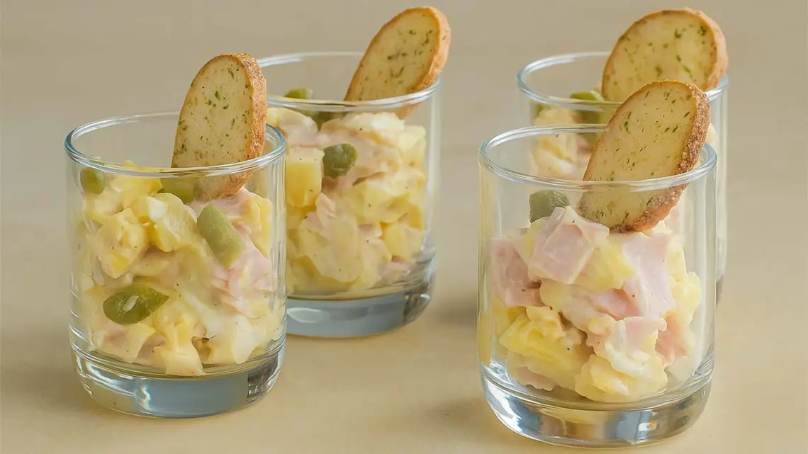 Salade de pommes de terre en verrines : entrée fraîche, prête en 20 minutes