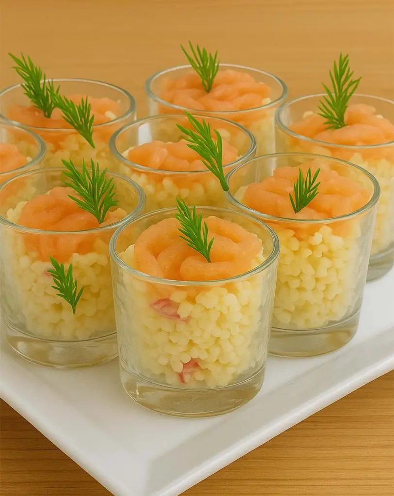 Verrines Perles Océanes : Une Entrée Fraîche au Surimi et Saumon Fumé
