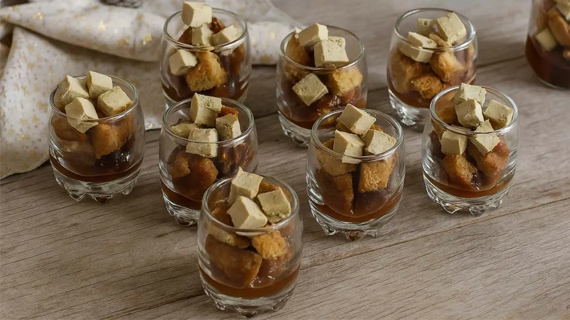 Verrines de Noël au foie gras, poires fondantes et pain d’épices : l’entrée chic et gourmande