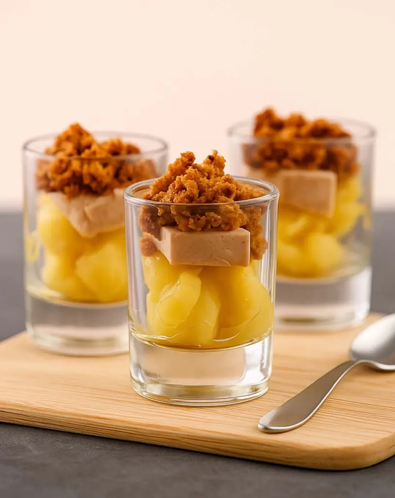 Verrines foie gras et pommes au crumble de pain d’épices : l’entrée raffinée de Noël