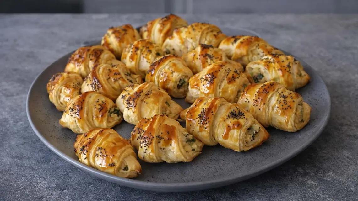 Croissants feuilletés au saumon fumé et fromage frais : apéritif chic et facile