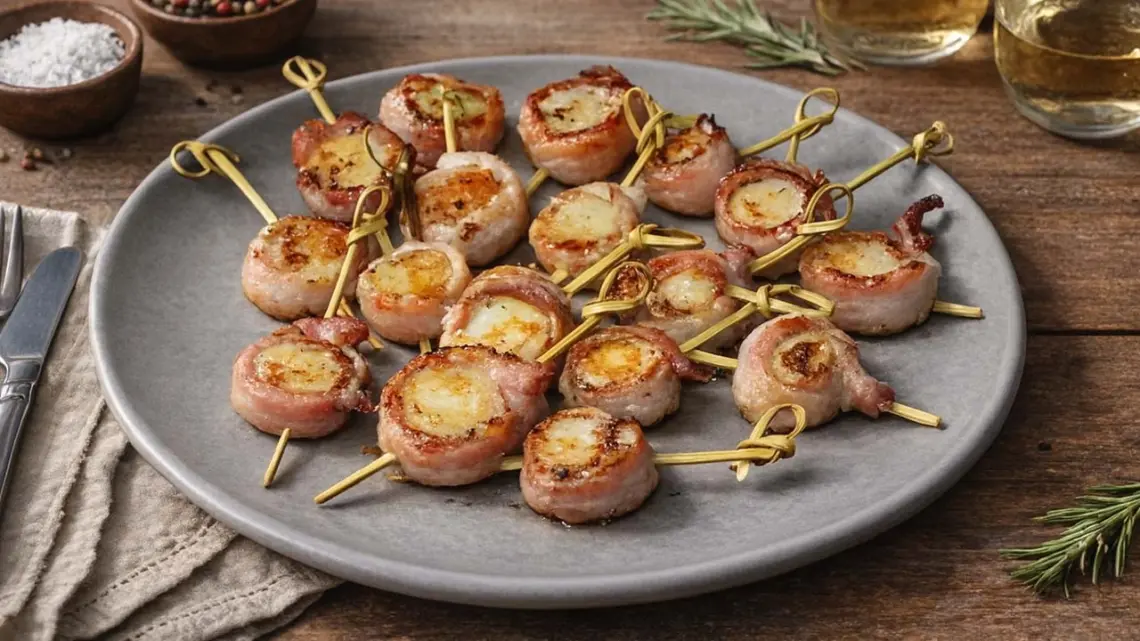 Mini brochettes de Saint-Jacques à la poitrine fumée : apéritif chic et rapide