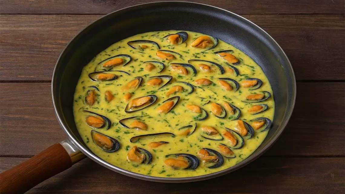 Mouclade charentaise authentique : moules à la crème, vin blanc et curry
