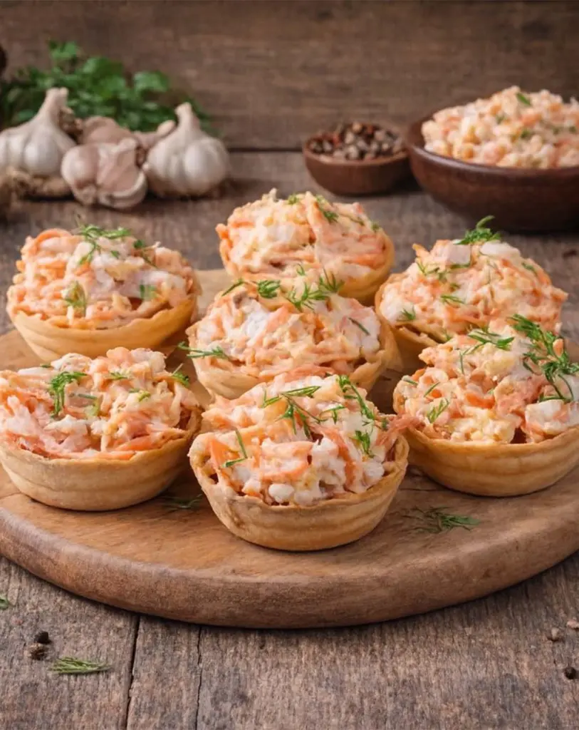 Paniers farcis au saumon et fromage frais : apéritif festif prête en 50 minutes